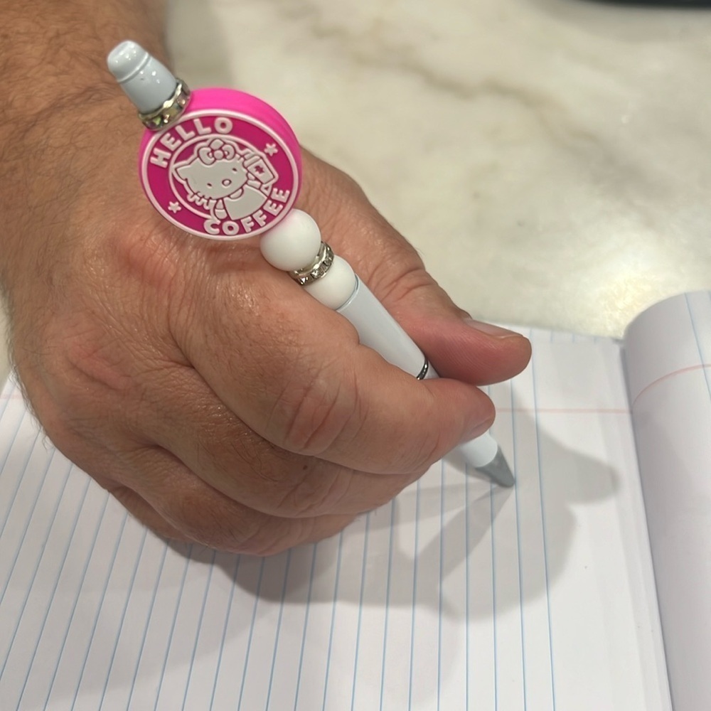 3/$30 Bundle • Hello Kitty Themed Silicone and Acrylic Beaded Retractable Pen